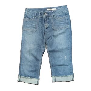 DKNY Jeans 12P Low Rise Capri Y2K Denim Cuffed Crop Patch Pocket 2000s Womens